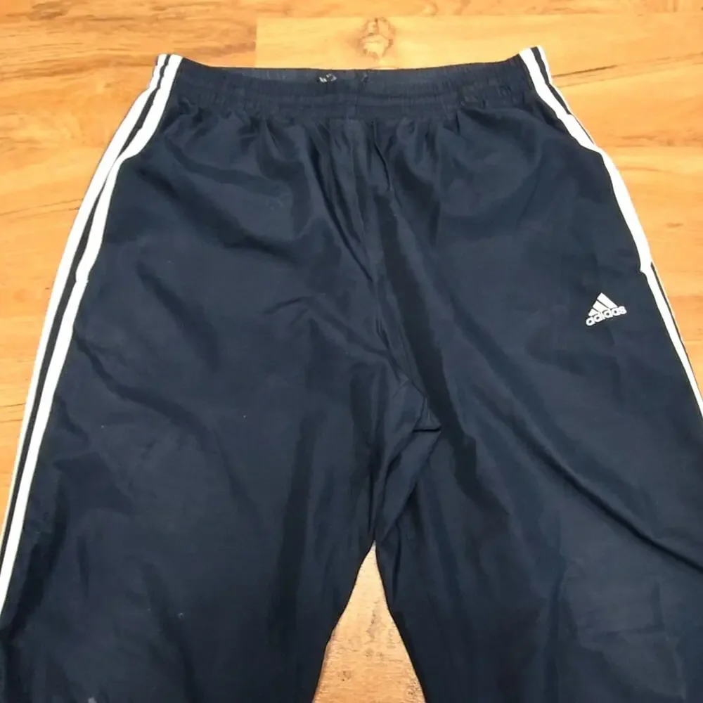 Adidas Mens Track Pants Navy Blue Striped Athletic Sportswear M Sweatpants